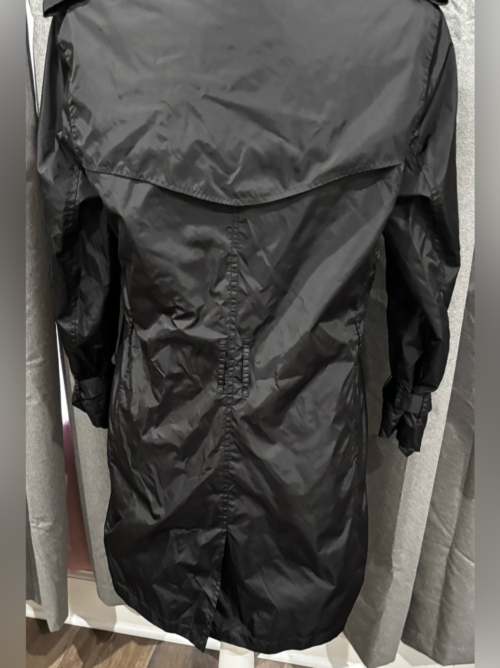 Burberry London Black Double-Breasted Women's Trench Coat 10 Black Missing Belt - Picture 6 of 16